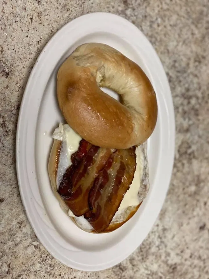 Bagel with bacon and cream cheese