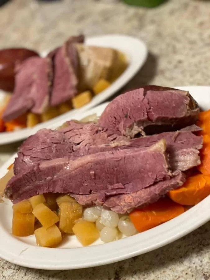 Corned beef plate with vegetables